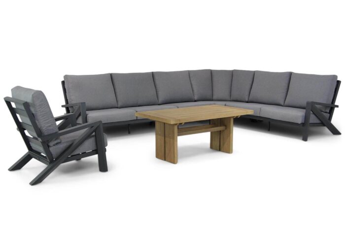 Santika Furniture Cinta/Brighton 140 cm hoek loungeset 6-delig – Grijs-antraciet