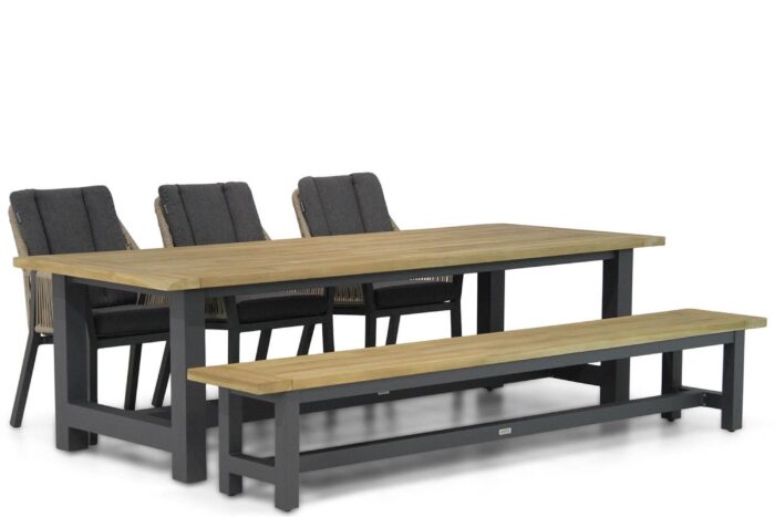 Lifestyle Garden Furniture Verona/San Francisco 260 cm dining tuinset 5-delig – Taupe-naturel-bruin