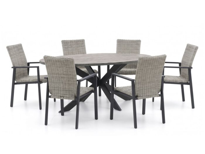 Manifesto Furniture Villongo/Fidenza ovaal 220cm dining tuinset 7-delig stapelbaar