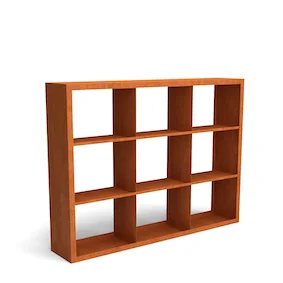 Geroba Egura cortenstaal houtopslag onderverdeling 9 vakken 2000x385x1500 mm - bruin