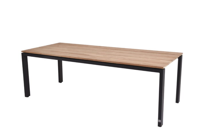 4so Goa tafelframe Antracite met tafelblad Teak 220 x 95 cm – bruin