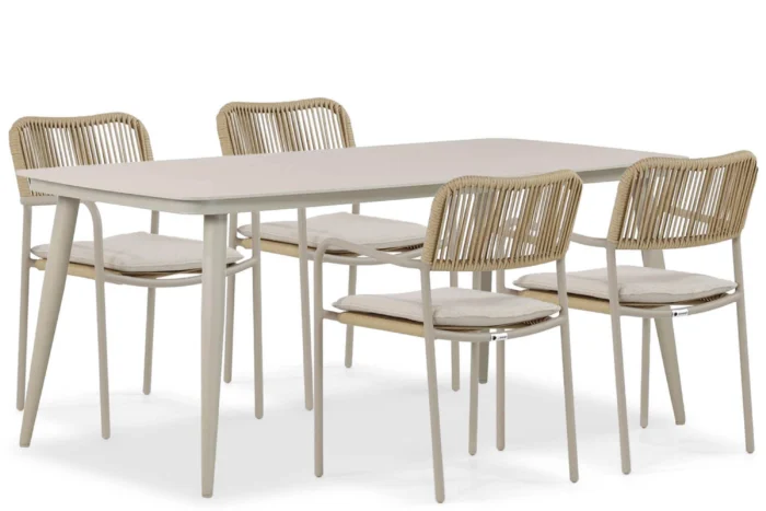 Coco Penya/Vienna 180 cm dining tuinset 5-delig - Taupe-naturel-bruin
