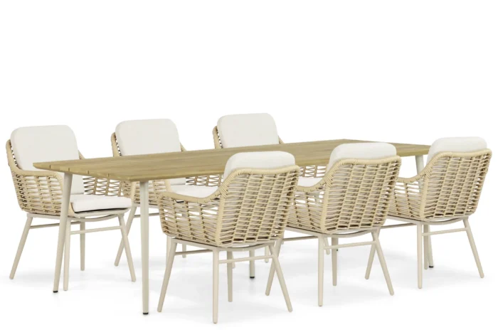 Coco Antoni/Montana 240 cm dining tuinset 7-delig - Taupe-naturel-bruin