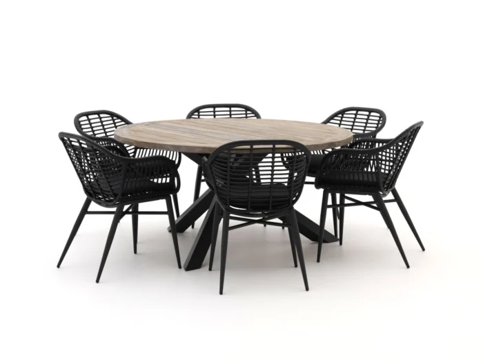 Intenso Furniture Azora/ROUGH-Y ø150cm dining tuinset 7-delig - Grijs