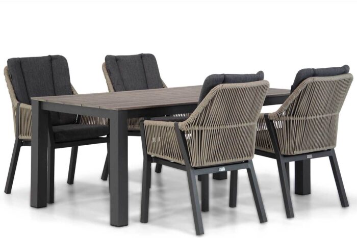 Lifestyle Garden Furniture Verona/Valley 180 cm dining tuinset 5-delig – Taupe-naturel-bruin