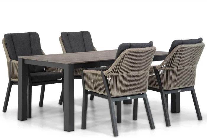 Lifestyle Garden Furniture Verona/Valley 180 cm dining tuinset 5-delig - Taupe-naturel-bruin