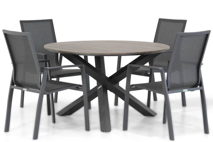 Lifestyle Garden Furniture Ultimate/Ancona 125 cm dining tuinset 5-delig – Grijs-antraciet