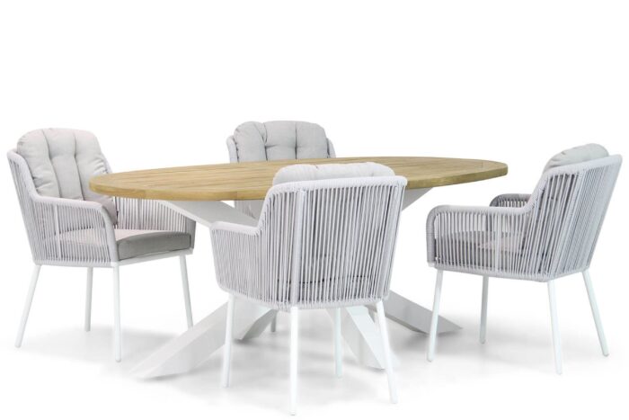 Santika Furniture Tendenza/Bradford 200 cm ovaal dining tuinset 5-delig – Wit