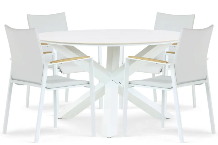 Lifestyle Garden Furniture Brandon/Orino 130 cm dining tuinset 5-delig - Wit