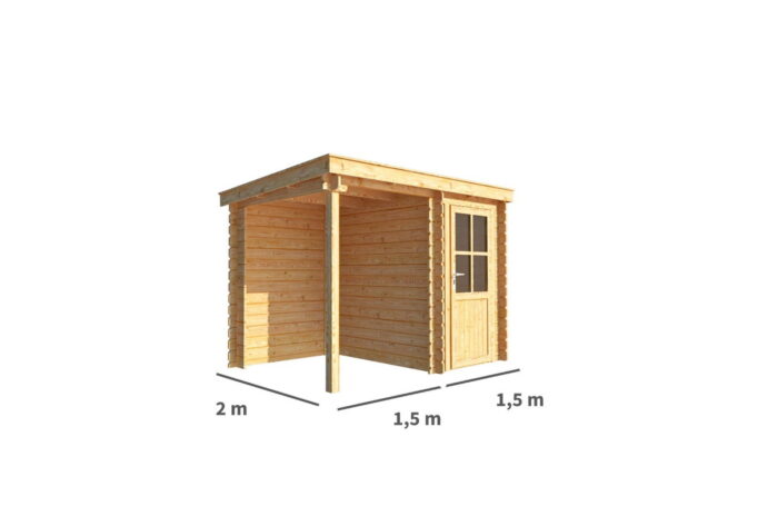 Warentuin collection Blokhut, tuinhuisje met overkapping Els-Anna 300 cm bij 200 cm diep lessenaarsdak – bruin