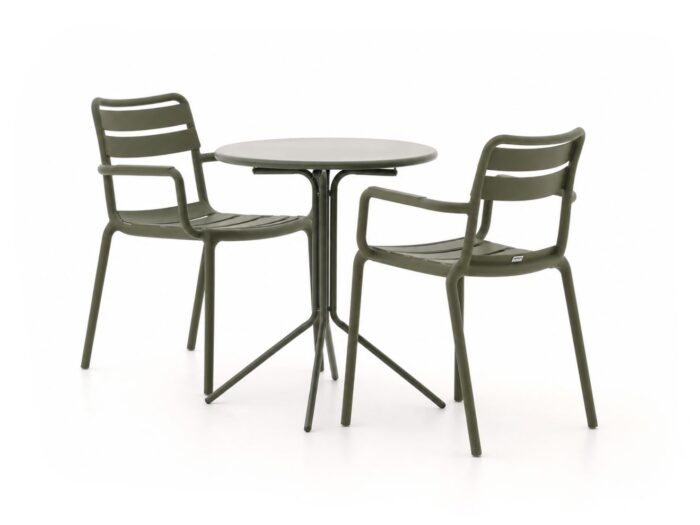 Forza Furniture Vico/Aziano ø60cm dining tuinset 3-delig stapelbaar – Groen