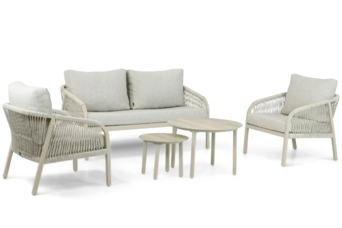 Lifestyle Garden Furniture Biagio stoel-bank loungeset 5-delig - Taupe-naturel-bruin