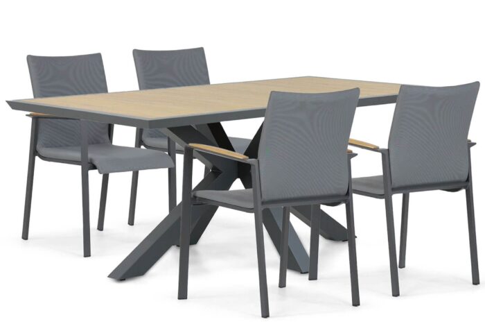 Lifestyle Garden Furniture Brandon/Palermo 181 cm dining tuinset 5-delig – Grijs-antraciet