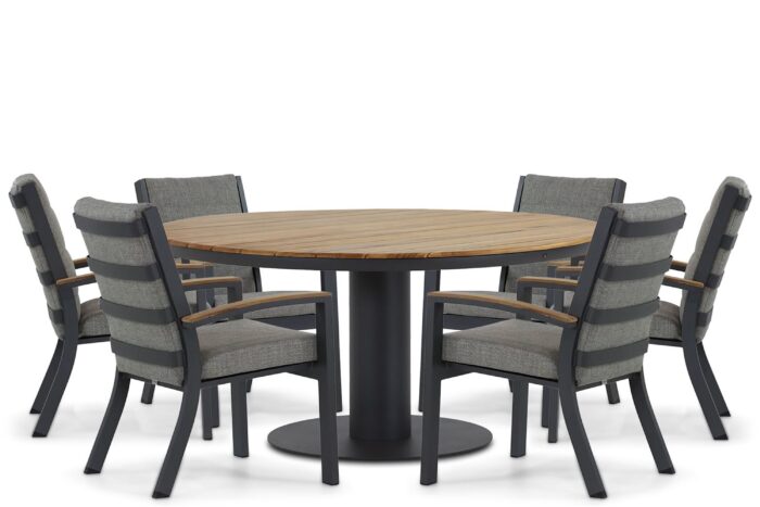 Osmen Midura/Salerno 160 cm dining tuinset 7-delig – Grijs-antraciet