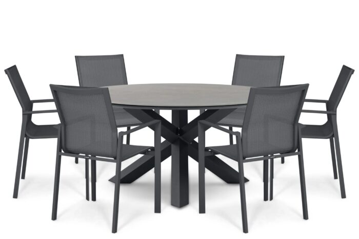 Lifestyle Garden Furniture Timo/Xento 150 cm dining tuinset 7-delig – Grijs-antraciet
