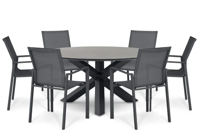 Lifestyle Garden Furniture Timo/Xento 150 cm dining tuinset 7-delig - Grijs-antraciet