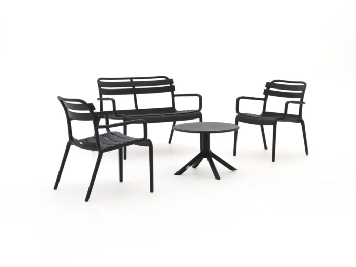Forza Furniture Vico/Rieti ø60 stoel-bank loungeset 4-delig - Zwart