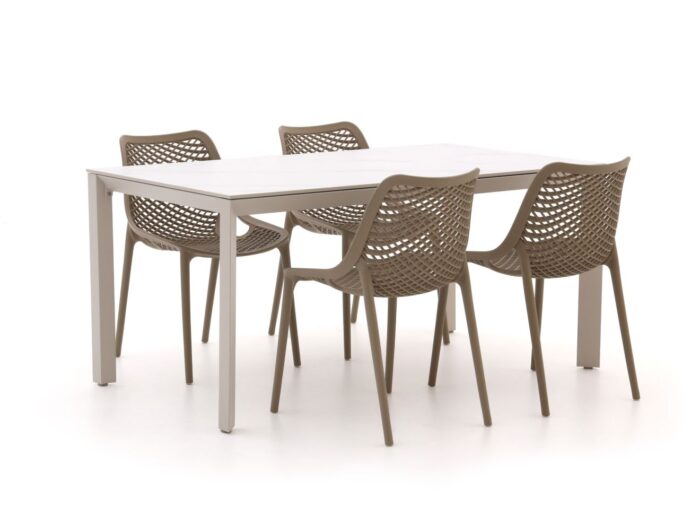 Forza Furniture Forza Ripi/Sestino 160cm dining tuinset 5-delig stapelbaar Laagste prijsgarantie! – Wit