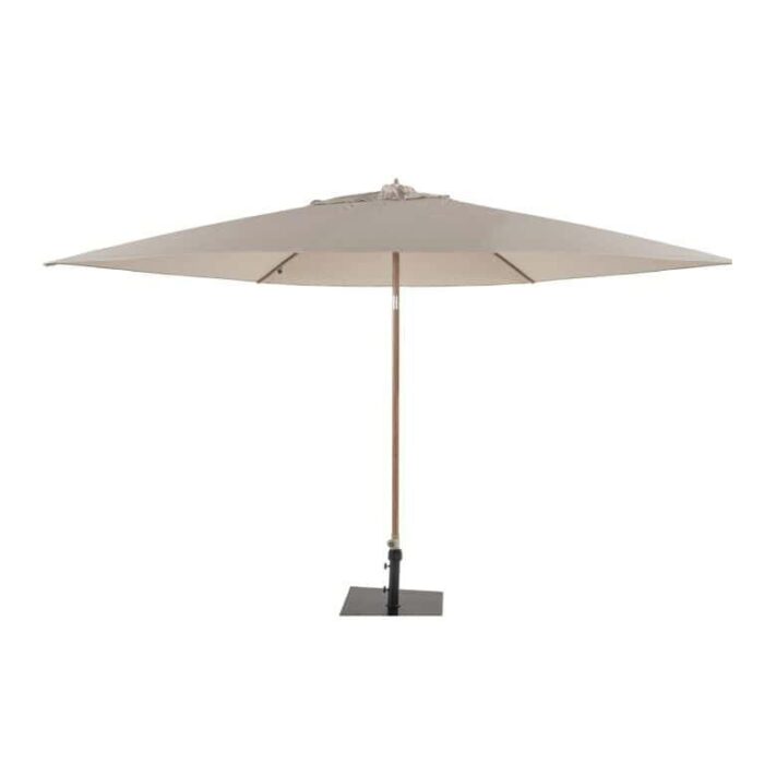 4so Azzurro 300 cm dia. zand met houtlook frame parasol – beige