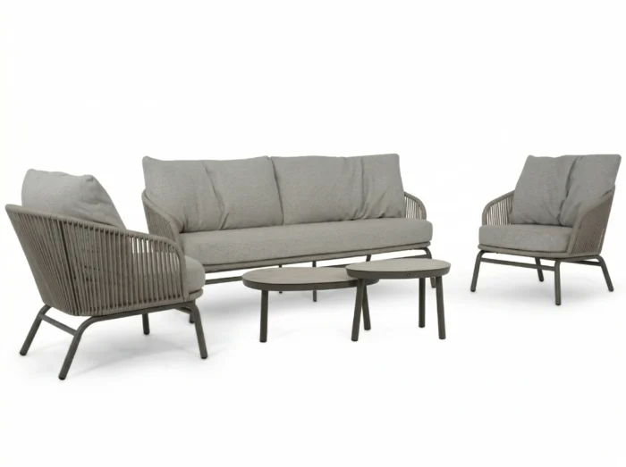 Coco Livo stoel-bank loungeset 5 delig - Taupe-naturel-bruin