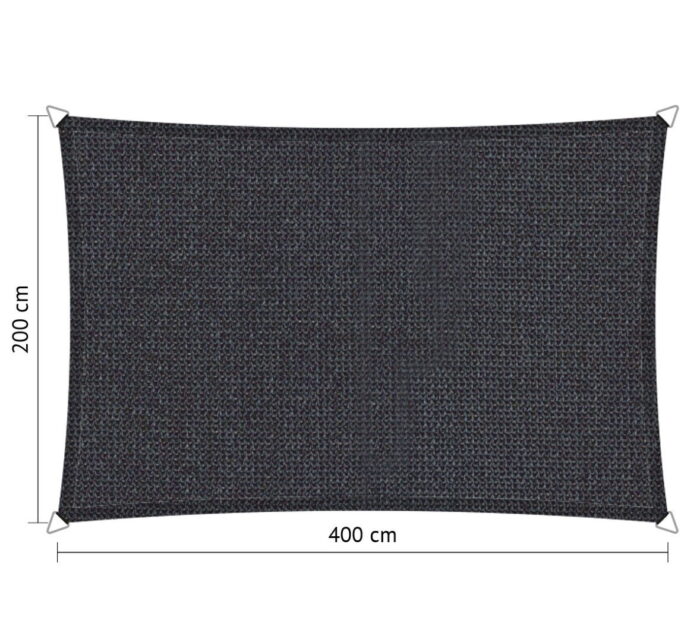 Shadow comfort Rechthoek schaduwdoek 2,00×4,00 m Carbon Black – grijs;zwart