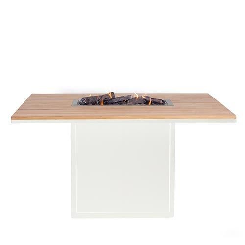 Cosiloft 120 relax excl. glas dining tafel white frame / teak top – wit