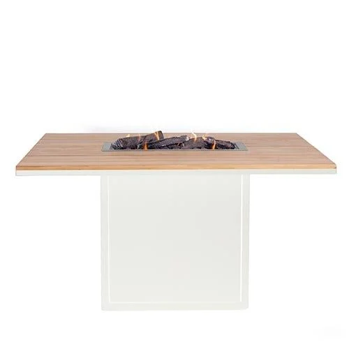 Cosiloft 120 relax excl. glas dining tafel white frame / teak top - wit