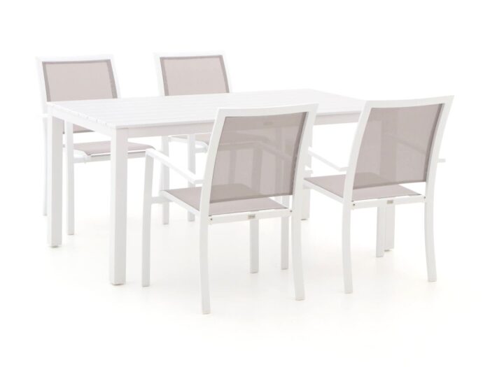 Bellagio tuinmeubelen Bellagio Anzio/Menzano 160cm dining tuinset 5-delig stapelbaar Laagste prijsgarantie! – Wit