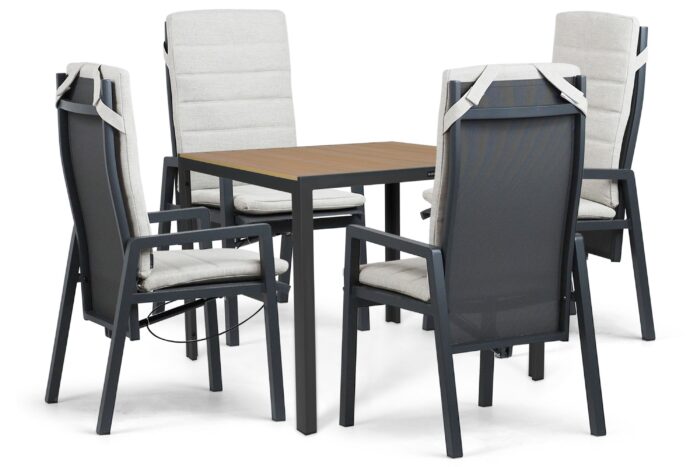 Lifestyle Garden Furniture Vivaro/Creta 90×90 cm dining tuinset 5-delig – Grijs-antraciet