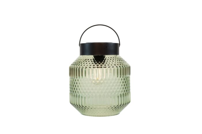 Annas collection Solar glazen retro lamp groen 16×16 cm I Anna’s Collection
