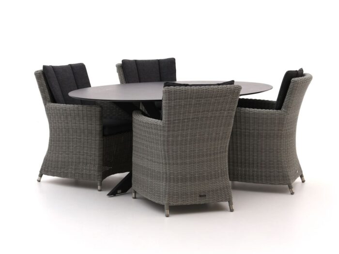 Intenso Furniture Intenso Adriano/Furato ellips 200cm dining tuinset 5-delig Laagste prijsgarantie! – Grijs