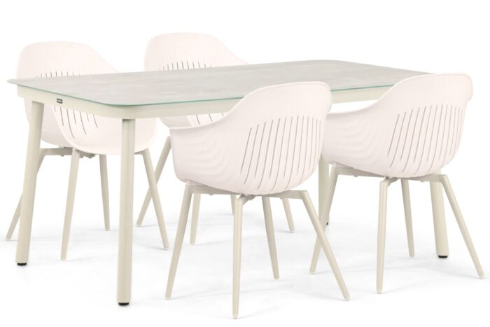 Lifestyle Garden Furniture Lissabon/Tavano 160 cm dining tuinset 5-delig – Taupe-naturel-bruin