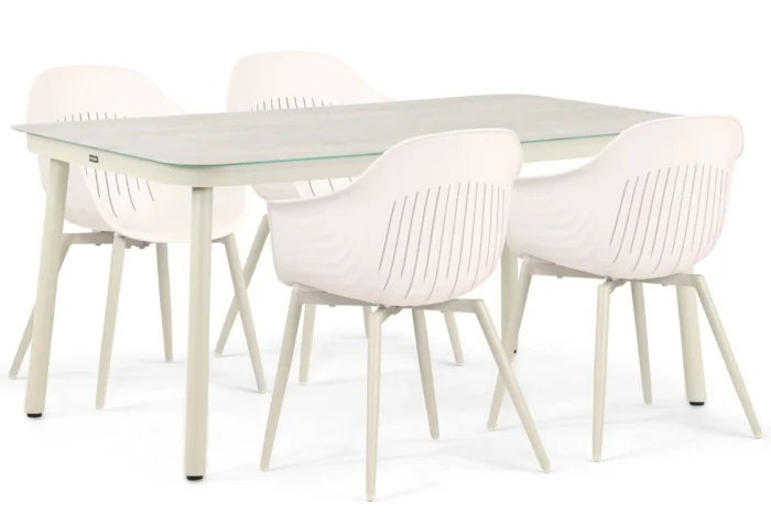 Lifestyle Garden Furniture Lissabon/Tavano 160 cm dining tuinset 5-delig - Taupe-naturel-bruin