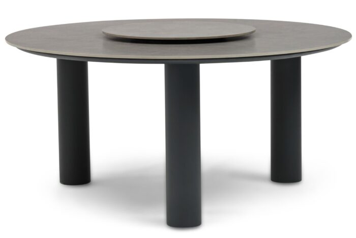 Coco Trino dining tuintafel 158 cm met lazy susan – Grijs-antraciet