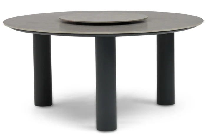 Coco Trino dining tuintafel 158 cm met lazy susan - Grijs-antraciet