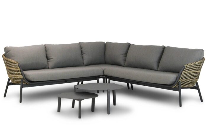 Coco Nathan/Rimini 60-75 cm hoek loungeset 5-delig – Grijs-antraciet