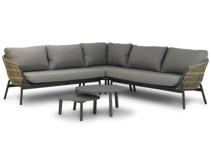 Coco Nathan/Rimini 60-75 cm hoek loungeset 5-delig - Grijs-antraciet