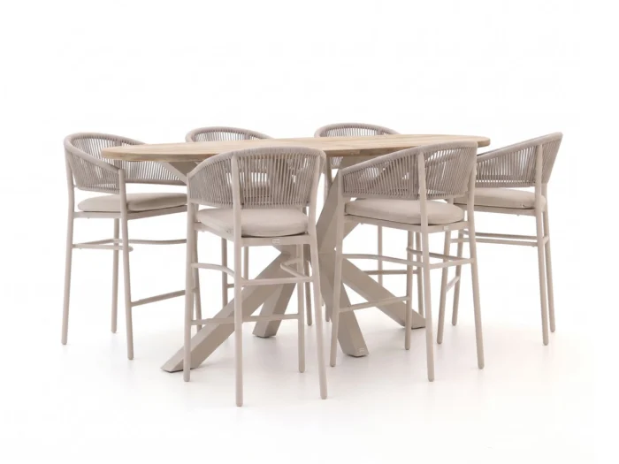Bellagio tuinmeubelen Panaro/ROUGH-Y Ellips 240cm barset 7-delig - Taupe