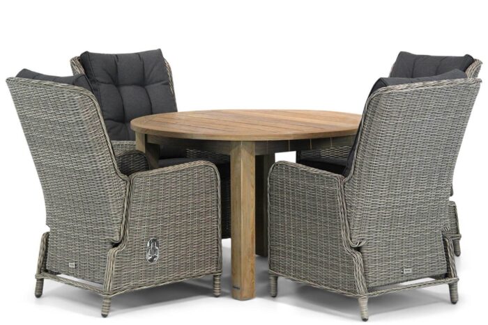 Garden Collections Kingston/Brighton 120 cm rond dining tuinset 5-delig – Grijs-antraciet