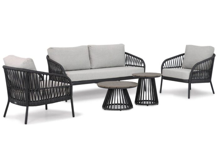 Coco Puerto/Sorrento 45/60 cm stoel-bank loungeset 5-delig – Grijs-antraciet