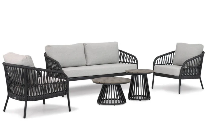 Coco Puerto/Sorrento 45/60 cm stoel-bank loungeset 5-delig - Grijs-antraciet