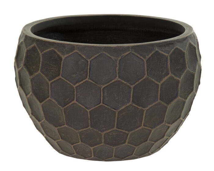 Mcollections Yara Bowl Low Coffee D31H20 bloempot fiberclay clayfibre – bruin