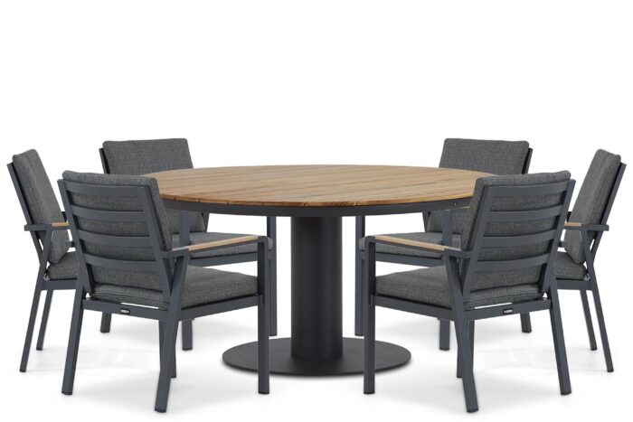 Lifestyle Garden Furniture Marseille/Salerno 160 cm dining tuinset 7-delig – Grijs-antraciet