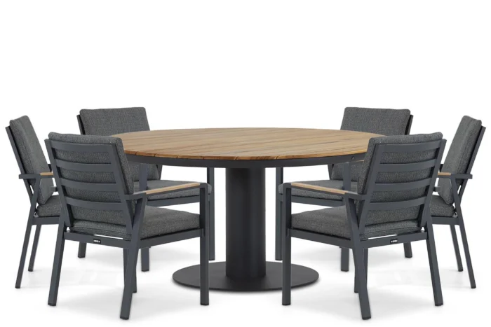 Lifestyle Garden Furniture Marseille/Salerno 160 cm dining tuinset 7-delig - Grijs-antraciet