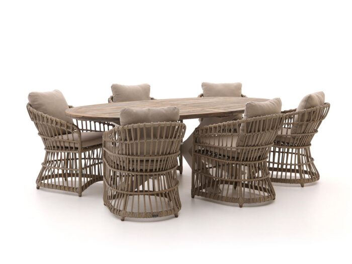 Intenso Furniture Cameri/ROUGH-Y Ellips 240cm dining tuinset 7-delig – Bruin