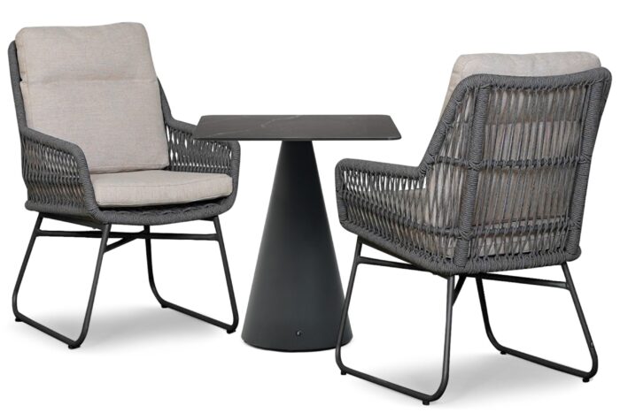 Lifestyle Garden Furniture Vicente/Serino 70×70 cm dining tuinset 3-delig – Grijs-antraciet