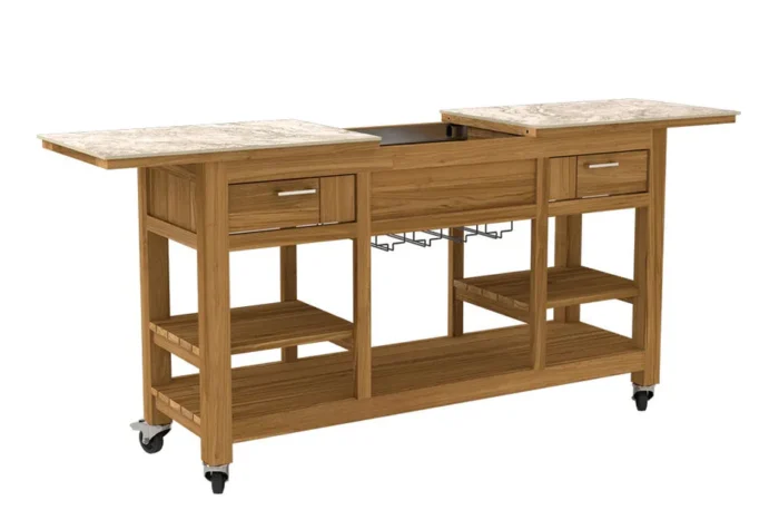 Passion Grills | Buitenkeuken Onderdeel | Milano Bar Eiland met Wielen | 150-200 x 50 cm | Albastro Cream