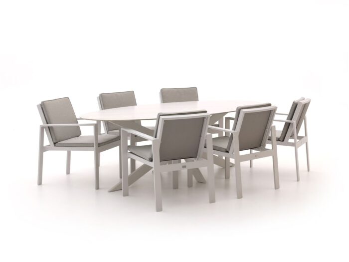 Bellagio tuinmeubelen Bellagio Vezzano/Furato ellips 240cm dining tuinset 7-delig Laagste prijsgarantie! – Wit