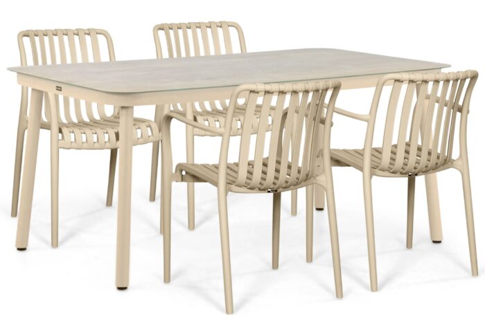 Domani Furniture Alba/Tavano 160×90 cm dining tuinset 5-delig – Zand/Beige