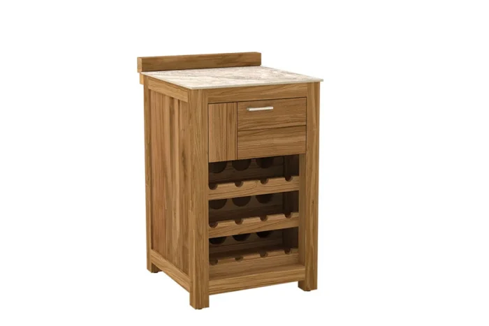 Passion Grills | Buitenkeuken Onderdeel | Milano Buitenkeukenkast 1 Lade + Wijnkast | 58 x 63 cm | Albastro Cream